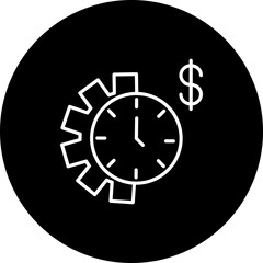 Time Management Vector Line Black Circle Icon Design