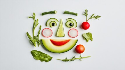 Fun Veggie Face on White Background (1)