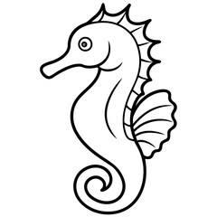 Stylized Seahorse Vector Line Drawing