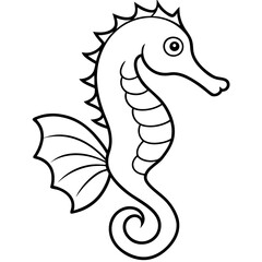 Stylized Seahorse Vector Line Drawing