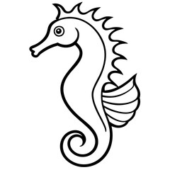 Obraz premium Stylized Seahorse Vector Line Drawing