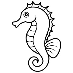 Stylized Seahorse Vector Line Drawing