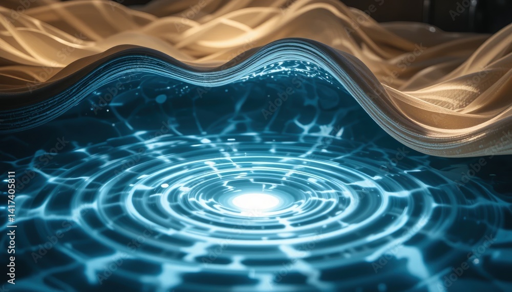 Poster rippling water reflection tranquil setting digital art soft drapery close-up view serenity and flow