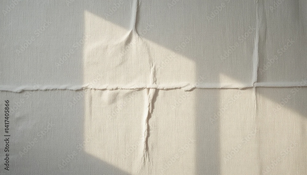 Poster sunlight casting shadows on torn fabric in minimalist indoor setting abstract art representation nat