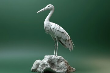 Obraz premium Detailed, light-gray sculpted model of a stork.