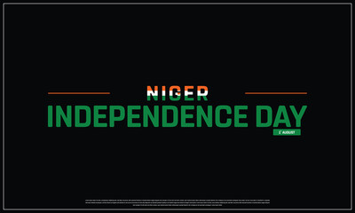 Niger Independence Day on a black background, Vector design of Independence Day of Niger, Typographic Design of Niger National Day, Flag typography of Niger