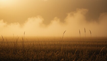 Obraz premium Golden sunrise over foggy fields nature photography rural landscape serene environment wide-angle view peaceful concept for nature lovers