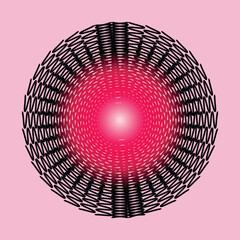 A vector illustration red mandala isolated on pink background