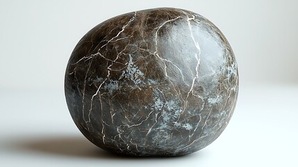 Artistic stone coconut shell with realistic texture and carving high resolution image.