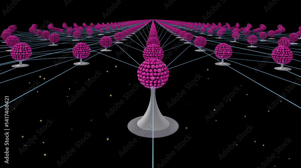 Poster quantum mechanic, visualization of a many-worlds interpretation concept in a scientific context with