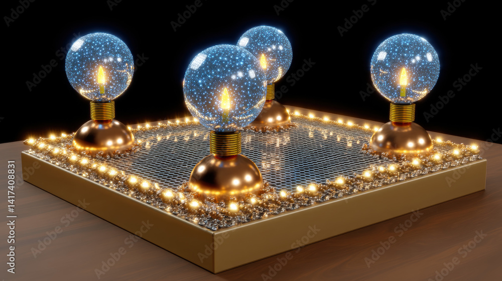 Poster quantum mechanic, visualization of a quantum hall effect experiment in a scientific context.