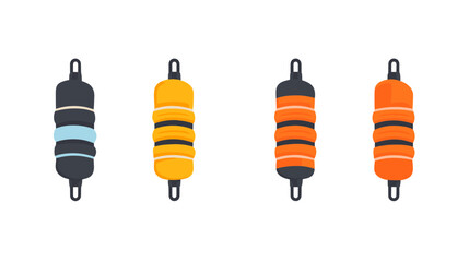 Obraz premium Assortment of Colorful Striped Axial Resistors on White Background