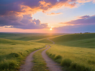 sunset over the field
