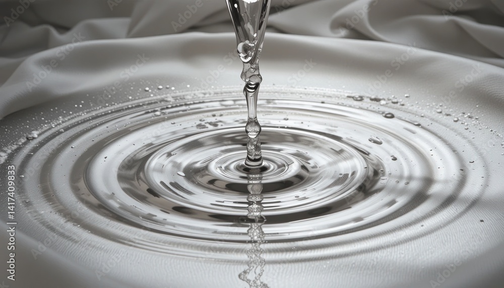 Aufkleber water droplet impact creating ripples on fabric surface indoor setting high-resolution photography t