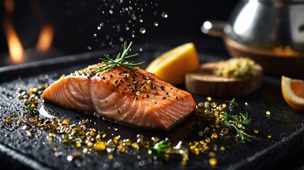 Masterful Salmon Seasoning in a Contemporary European Kitchen
