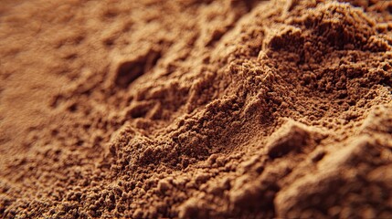Close-up view of a pile of cocoa powder.