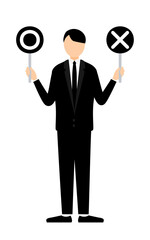 Simple illustration of a man in mourning holding a maru-batu stick