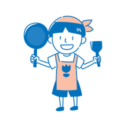 エプロンをした男の子（単色）