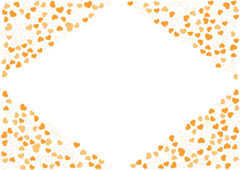 ハート柄の背景 橙系の3色 フチと単色 ハート