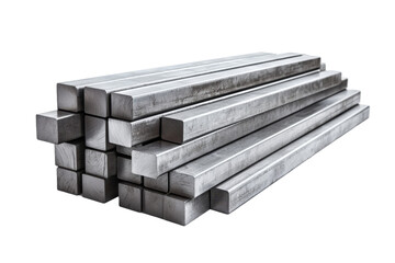 Stacked metal bars (2) isolated on PNG transparent background, cut out