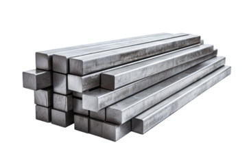 Stacked metal bars (2) isolated on PNG transparent background, cut out