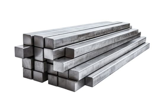 Stacked metal bars (2) isolated on PNG transparent background, cut out