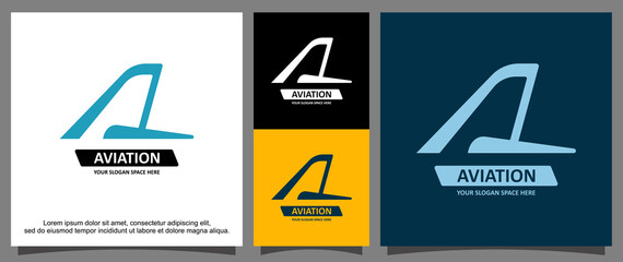 Modern letter A and air plane logo template
