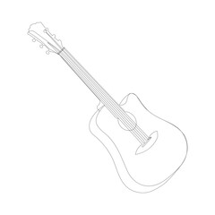 Obraz premium Continuous line drawing of a man playing guitar musician. Minimalist style vector illustration. Detailed one line drawing of a musical stringed guitar instrument illustration