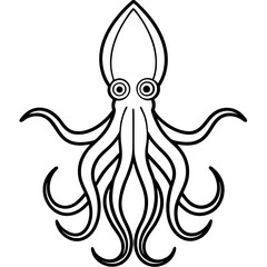 Stylized Squid Line Drawing
