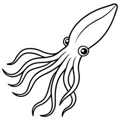 Stylized Squid Line Drawing
