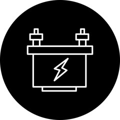Battery Vector Line Black Circle Icon Design
