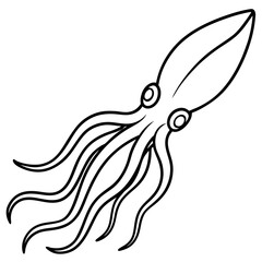 Stylized Squid Line Drawing