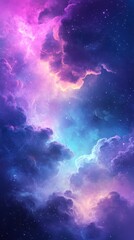 celestial space, featuring vibrant purples, blues, and pinks in a swirling, cloud-like formation hd phone wallpaper