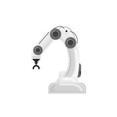 Futuristic robot arm with gripper, isolated vector illustration for factory, engineering, and tech concepts..