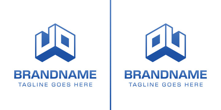 Letters UO or OU 3D Monogram Logo, Symbolizes strength, dynamism, and technology