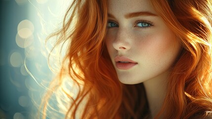 Fototapeta premium Beautiful redhead woman close-up