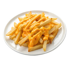 Entire Portion of Cheddar-Covered French Fries – Full View of Loaded Snack