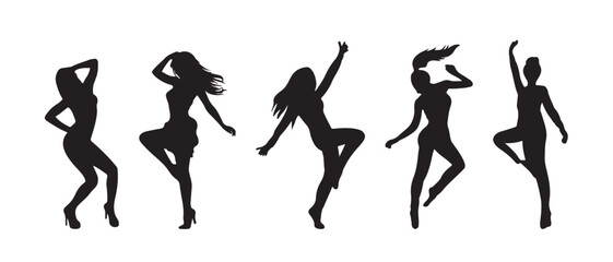 Silhouette of Sexy Girl vector icon set illustration isolated on white background.