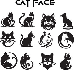 cat face logo design template 
