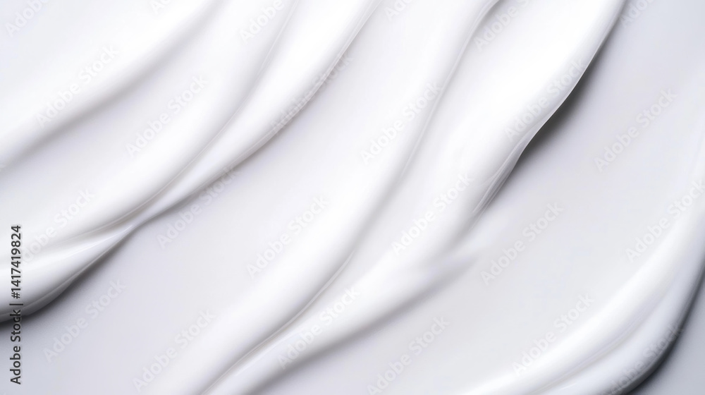 Aufkleber close up of white cosmetic cream creating abstract pattern with smooth, flowing lines. texture appea