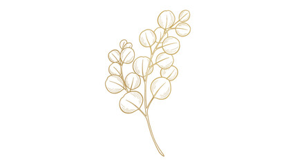 Good vector. Gold outline leaf branch illustration on white background