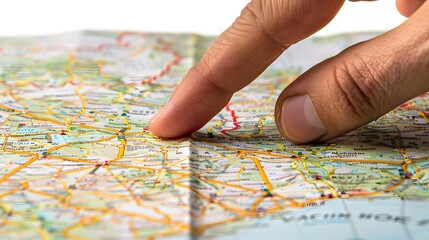 Naklejka premium Group of travelers planning their trips on a map and pointing with finger