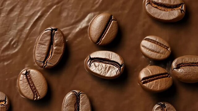 Animation of of coffee beans pattern in mocha mousse colors