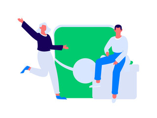 Holiday shopping people doing e-commerce online shopping flat vector concept operation hand drawn illustration
