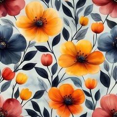 repeating watercolor floral texture, soft tones, perfect for packaging or textile