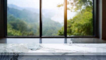 Selective focusElegance product display background with marble top on blur big window