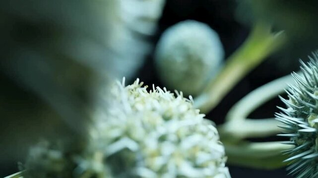 Close-up of Echinops sphaerocephalus, Globe Thistle Flower Heads