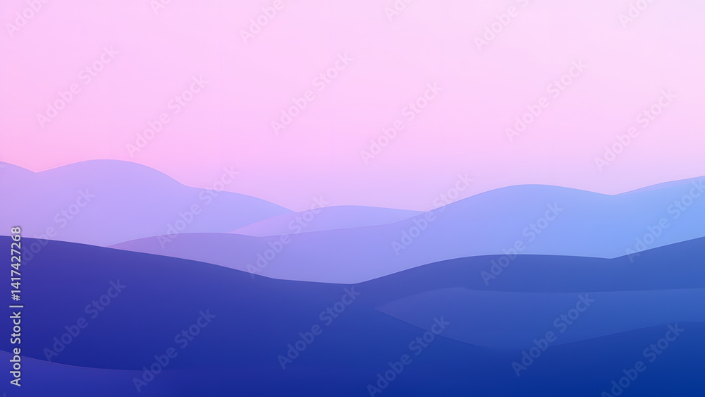 Poster serene landscape view at dusk abstract art style soft color palette tranquil setting