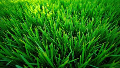 Fototapeta premium Dense, vibrant green grass seen from directly overhead Perfect for backgrounds , top view, texture, field