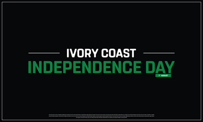 Ivory Coast Independence Day on a black background, Vector design of Independence Day of Ivory Coast, Typographic Design of Ivory Coast National Day, Flag typography of Ivory Coast